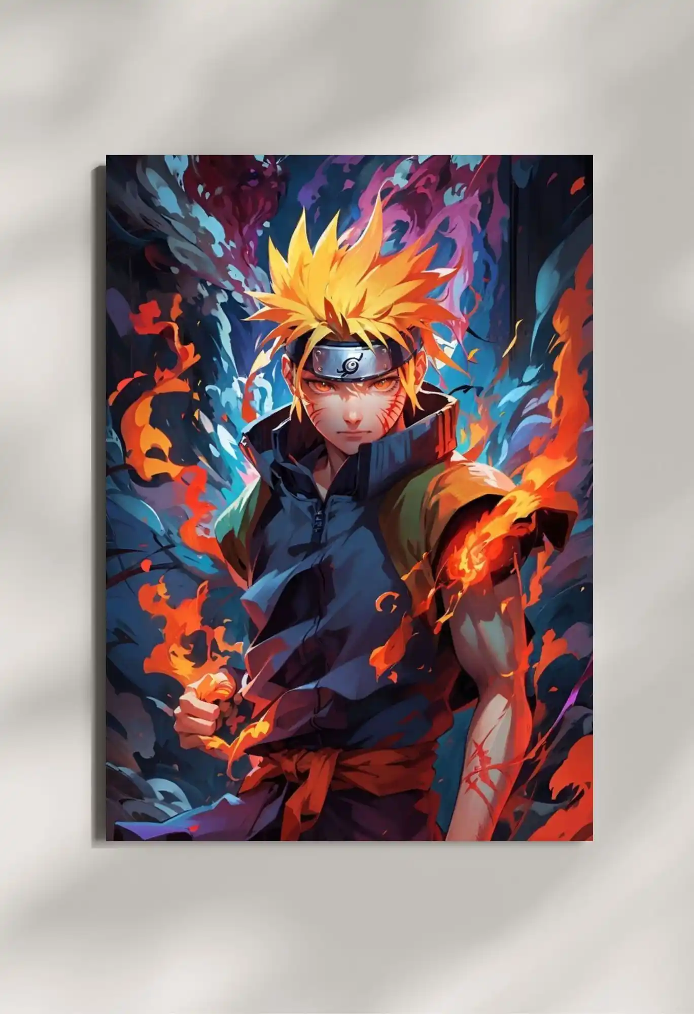 wall mounted naruto flame power metal poster