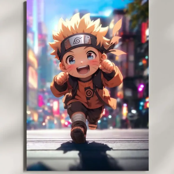 wall mounted naruto uzumaki chibi style metal poster