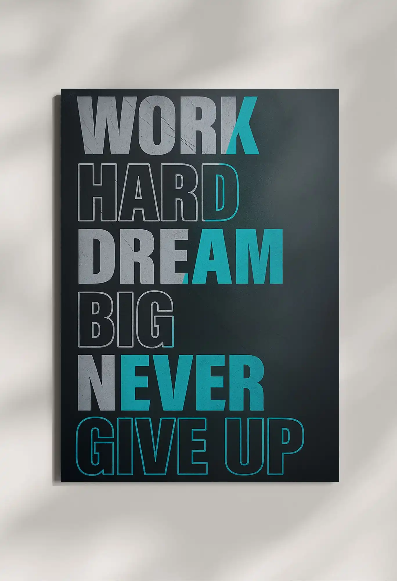 wall mounted never give up quote metal poster