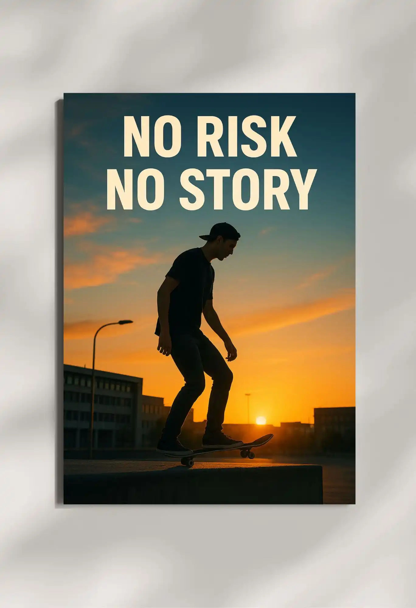 wall mounted no risk no story inspirational quote metal poster