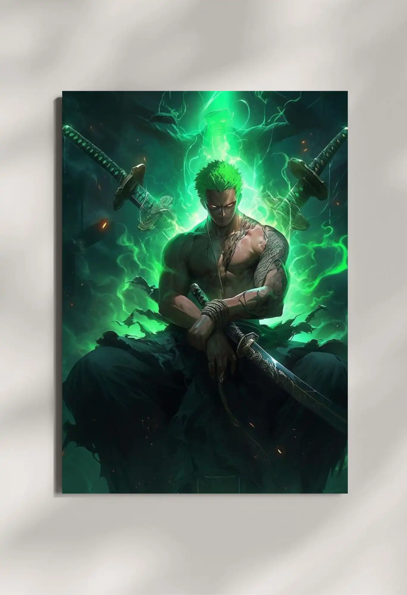wall mounted one piece roronoa zoro metal poster