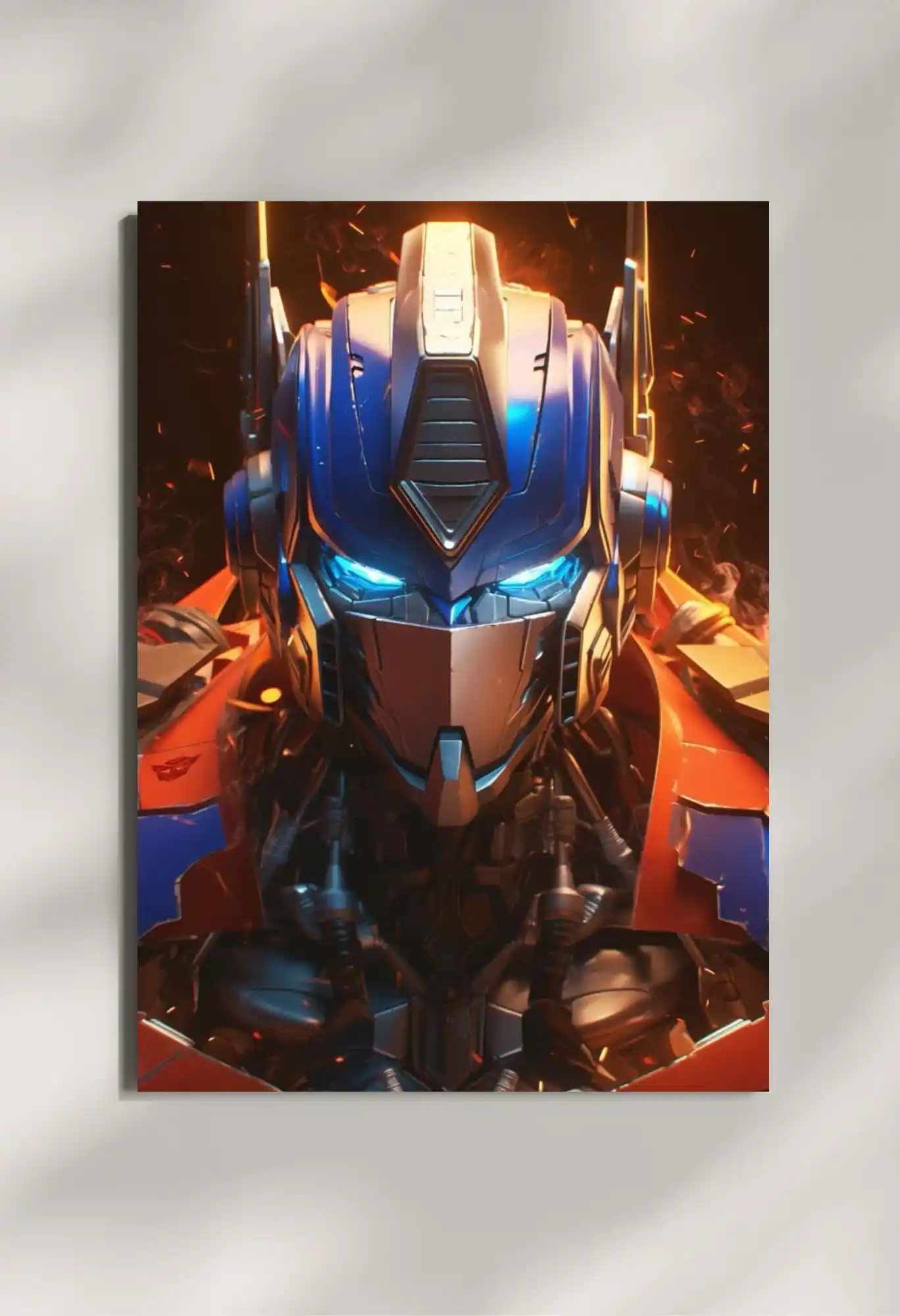wall mounted optimus prime cybertron war metal poster