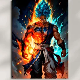 wall mounted powerful super saiyan goku dbz metal poster