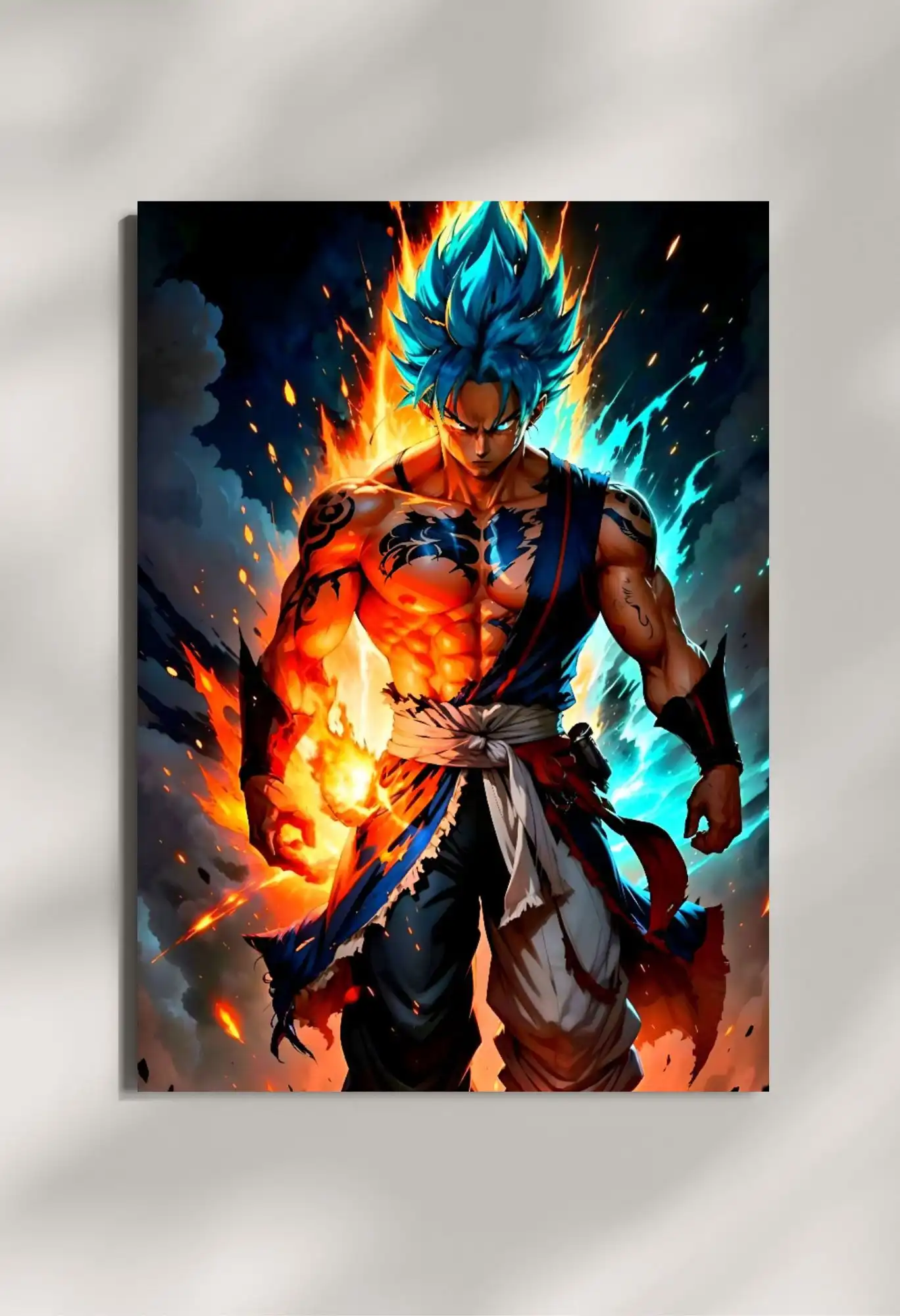 wall mounted powerful super saiyan goku dbz metal poster