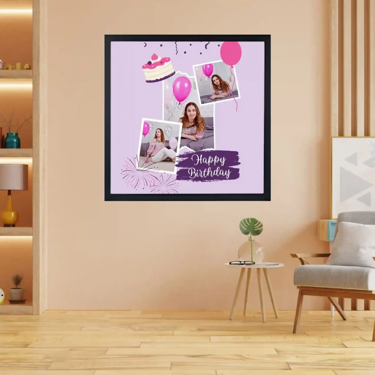 wall mounted purple party vibes frame