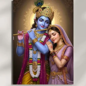 wall mounted radha krishna metal poster
