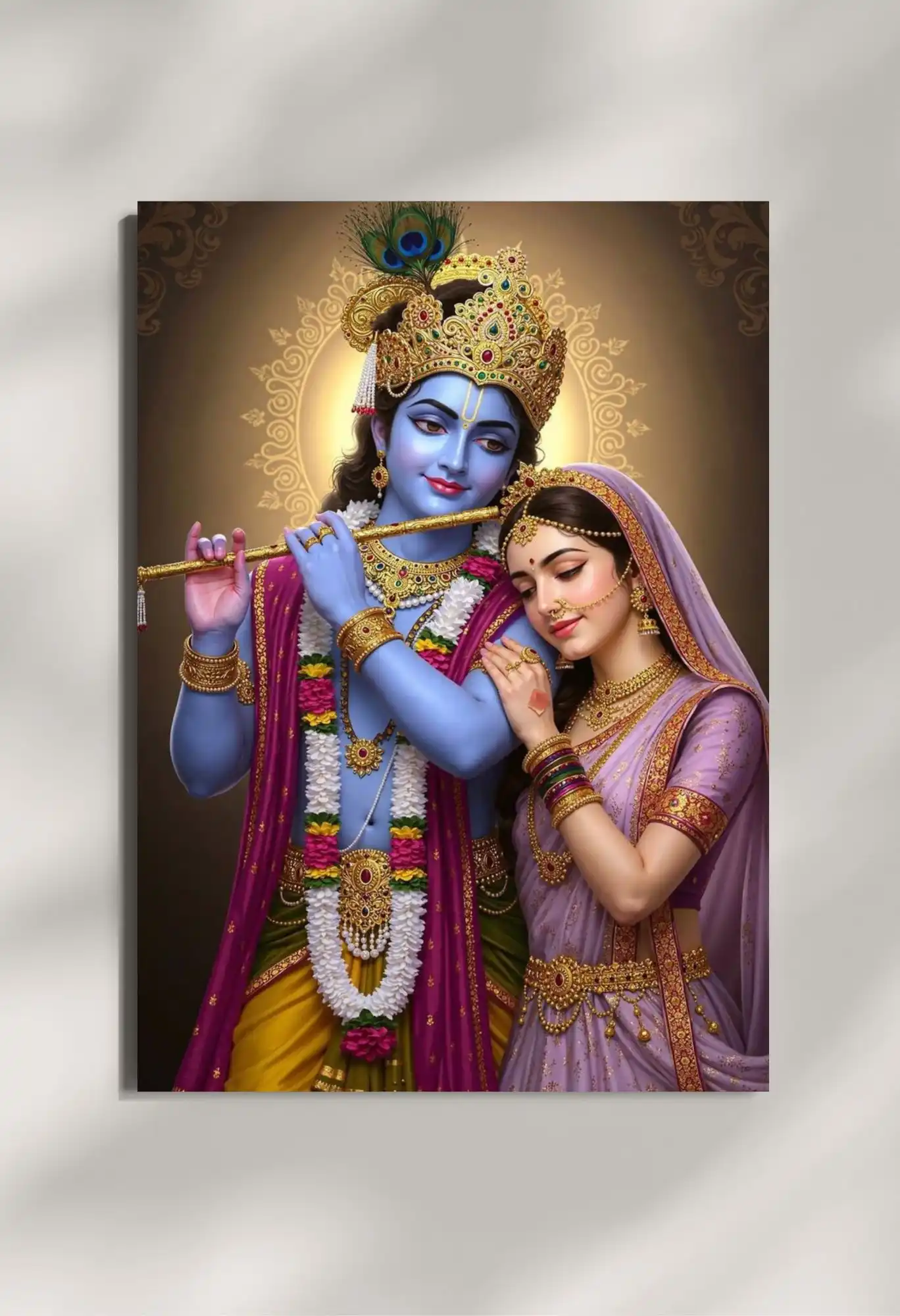wall mounted radha krishna metal poster