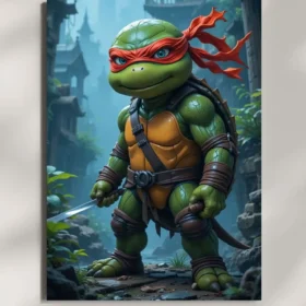 wall mounted raphael ninja turtle chibi metal poster