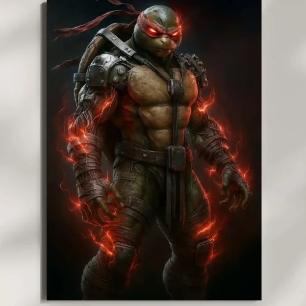 wall mounted raphael ninja turtle shadow warrior metal poster