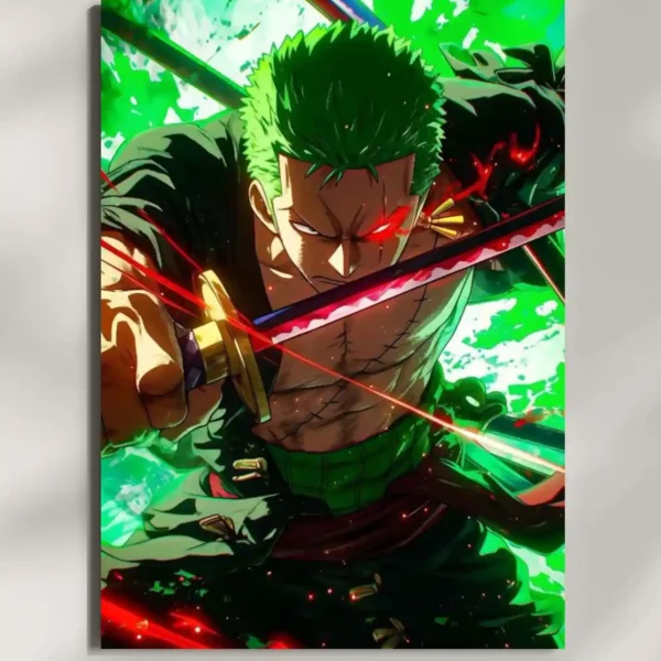 wall mounted roronoa zoro santoryu metal poster
