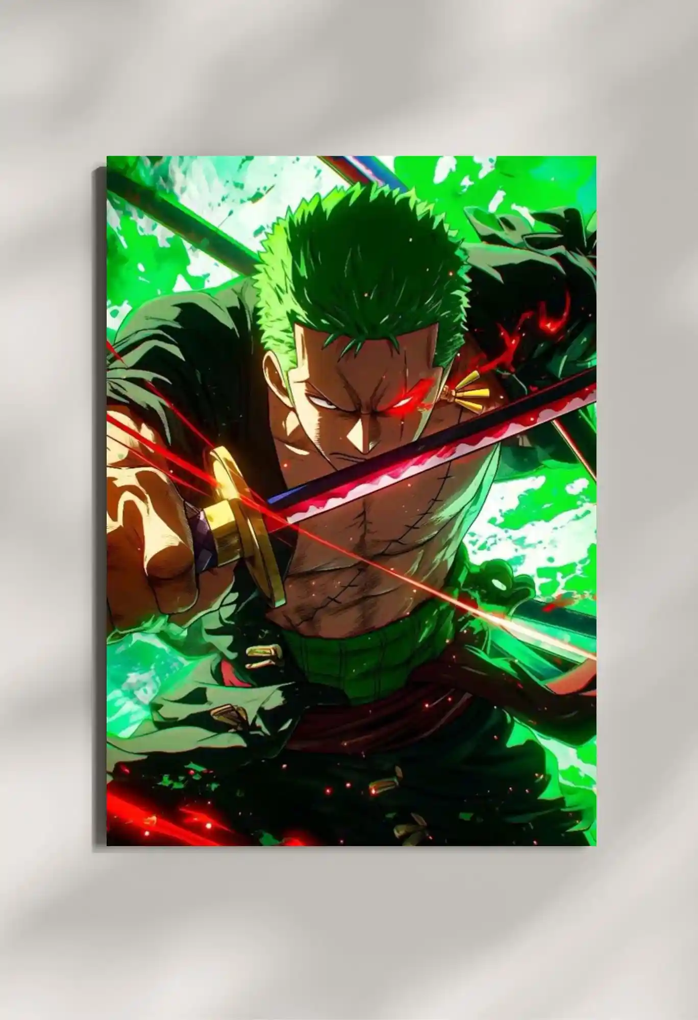wall mounted roronoa zoro santoryu metal poster