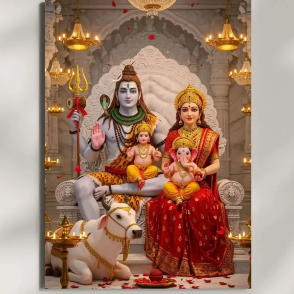 wall mounted shiv parivar metal poster