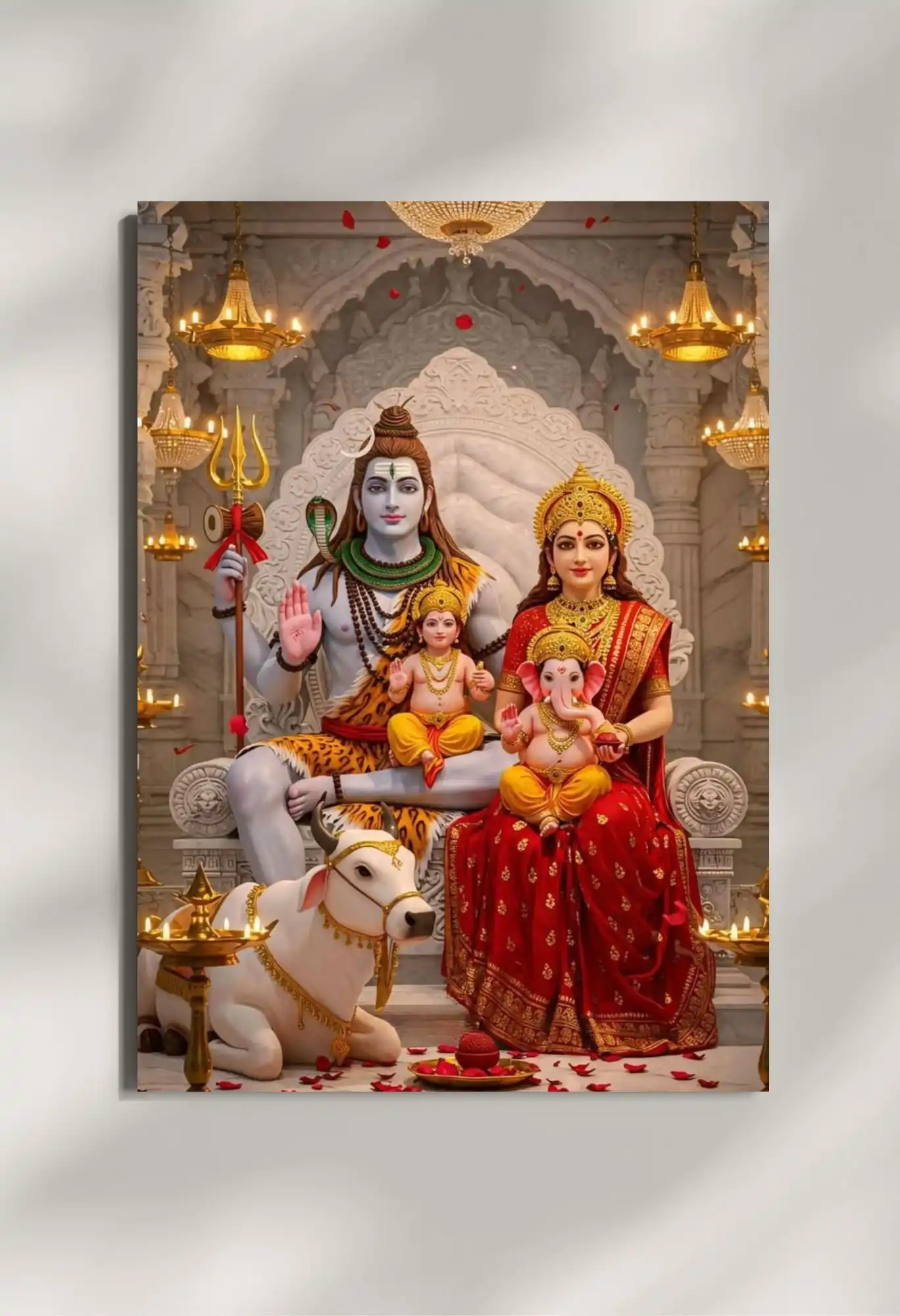 wall mounted shiv parivar metal poster