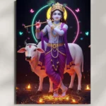 wall mounted shri krishna murari metal poster