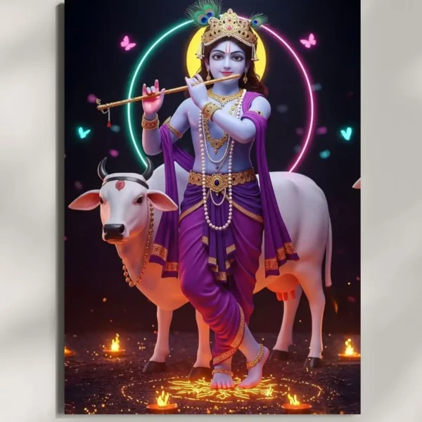 wall mounted shri krishna murari metal poster