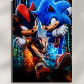 wall mounted sonic vs knuckles metal poster