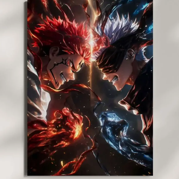 wall mounted sukuna vs gojo metal poster