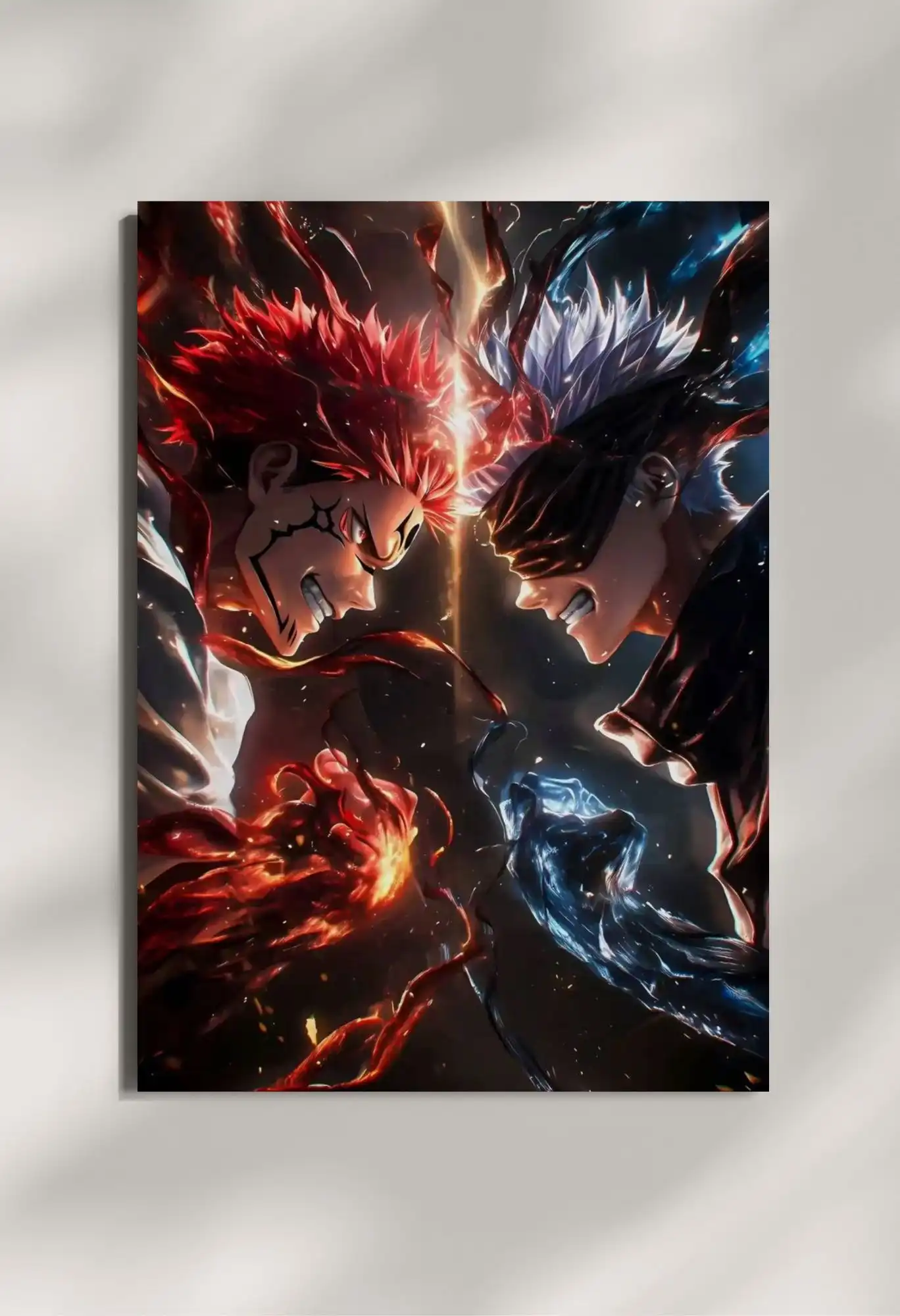 wall mounted sukuna vs gojo metal poster