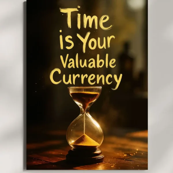 wall mounted time is money quote metal poster