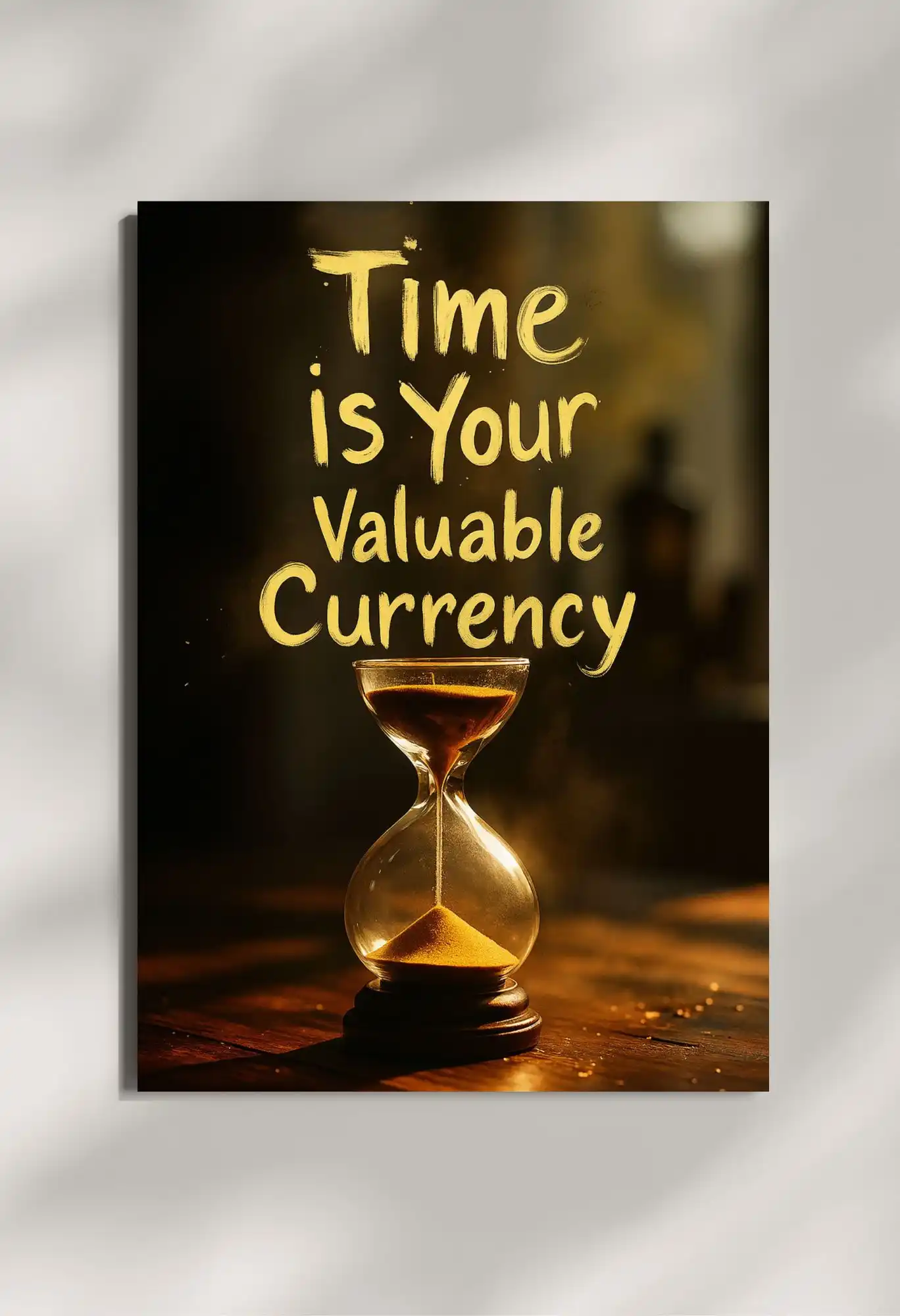 wall mounted time is money quote metal poster