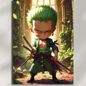 wall mounted zoro chibi style metal poster