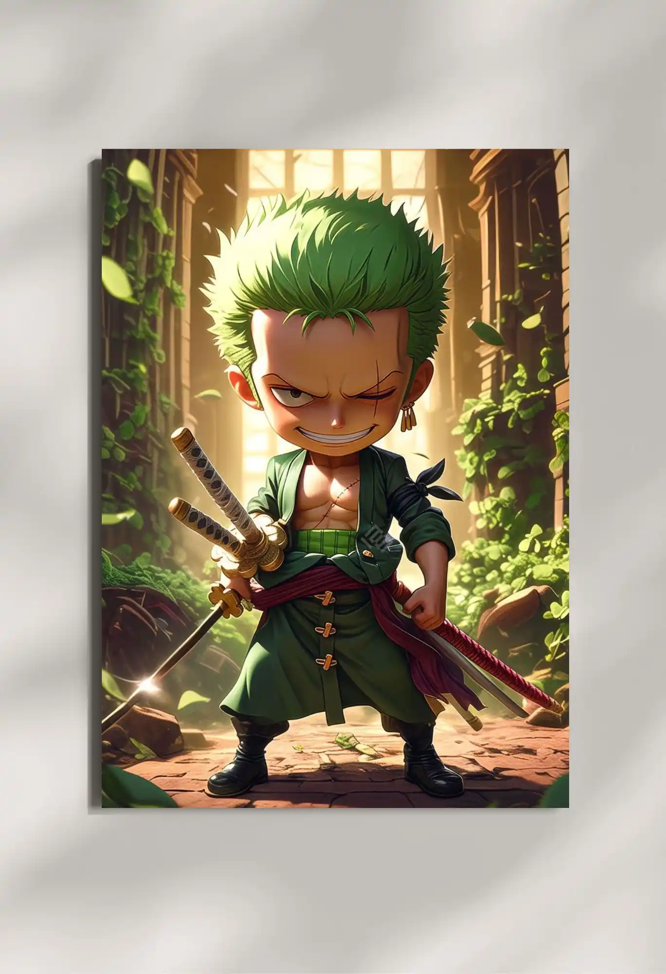 wall mounted zoro chibi style metal poster