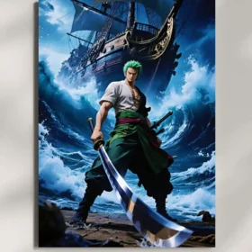 wall mounted zoro ocean warrior metal poster