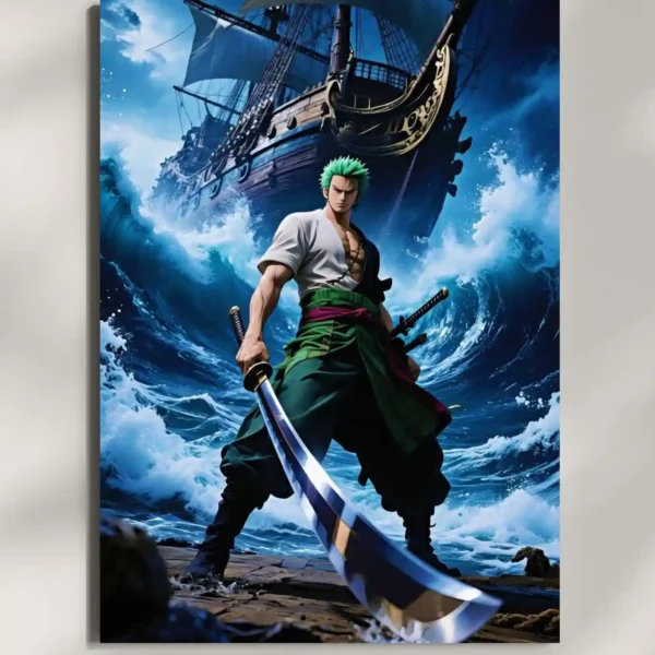 wall mounted zoro ocean warrior metal poster