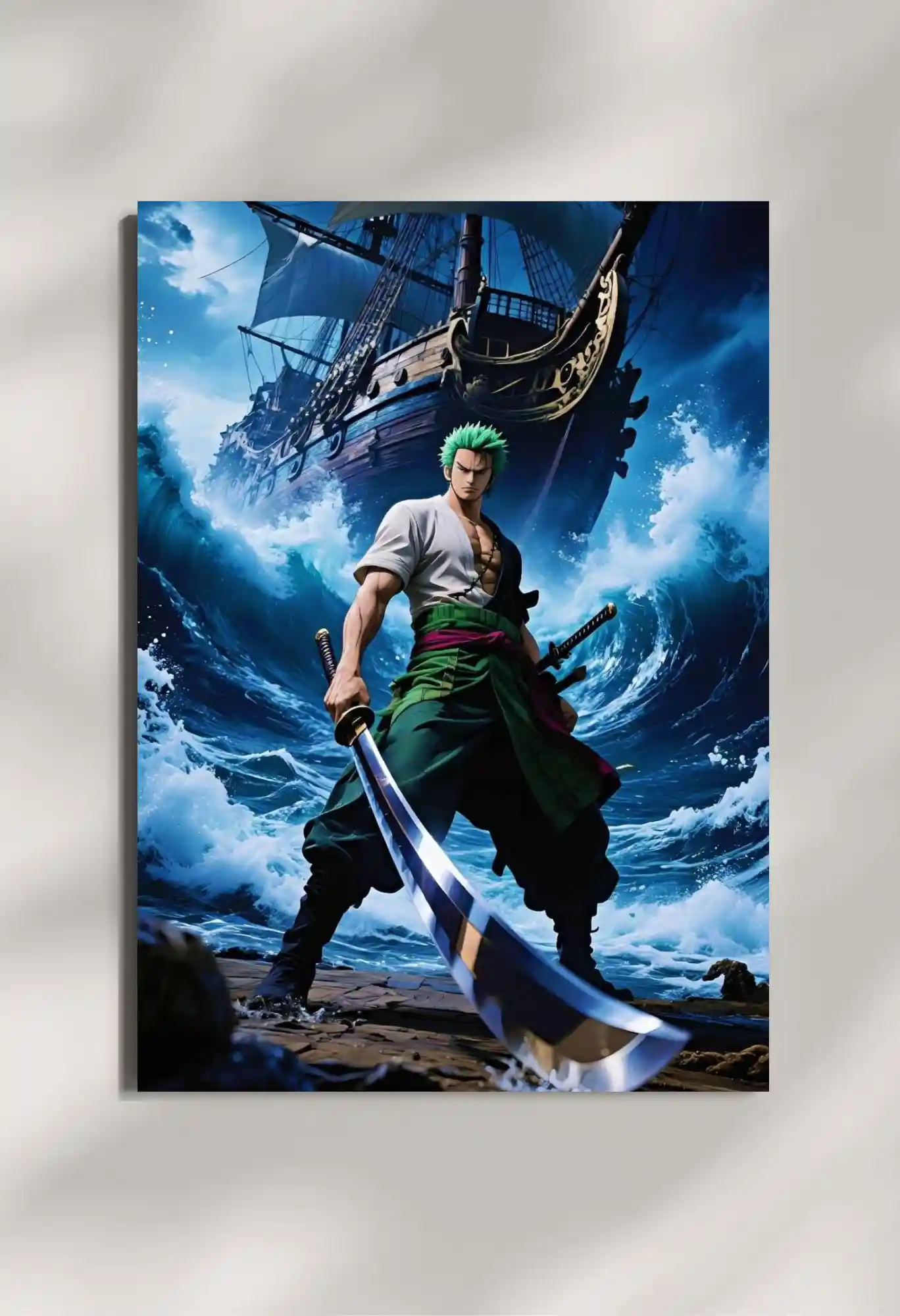 wall mounted zoro ocean warrior metal poster