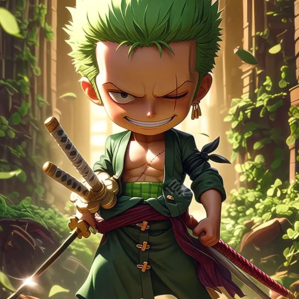 zoro chibi style metal poster