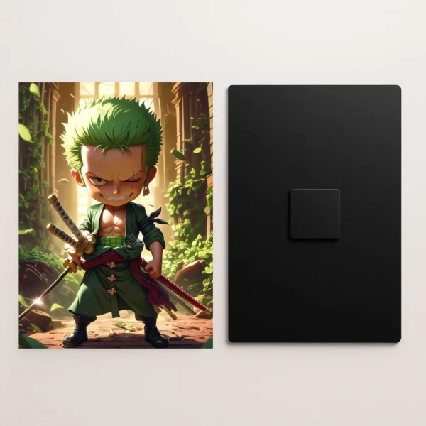 zoro chibi style metal poster front and back preview
