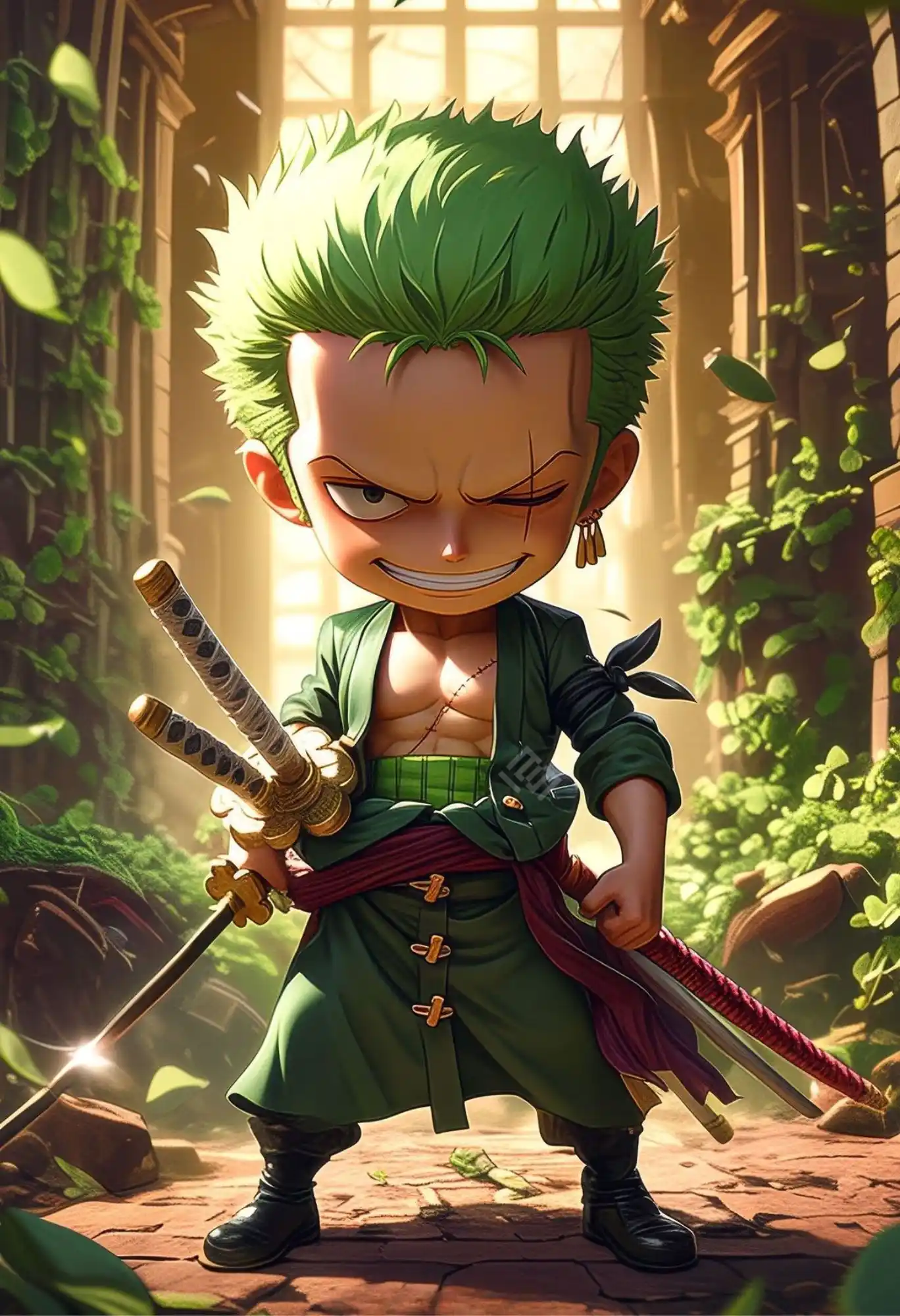 zoro chibi style metal poster