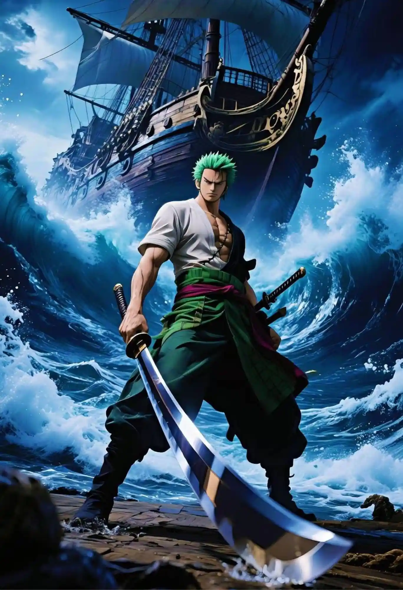 zoro ocean warrior metal poster