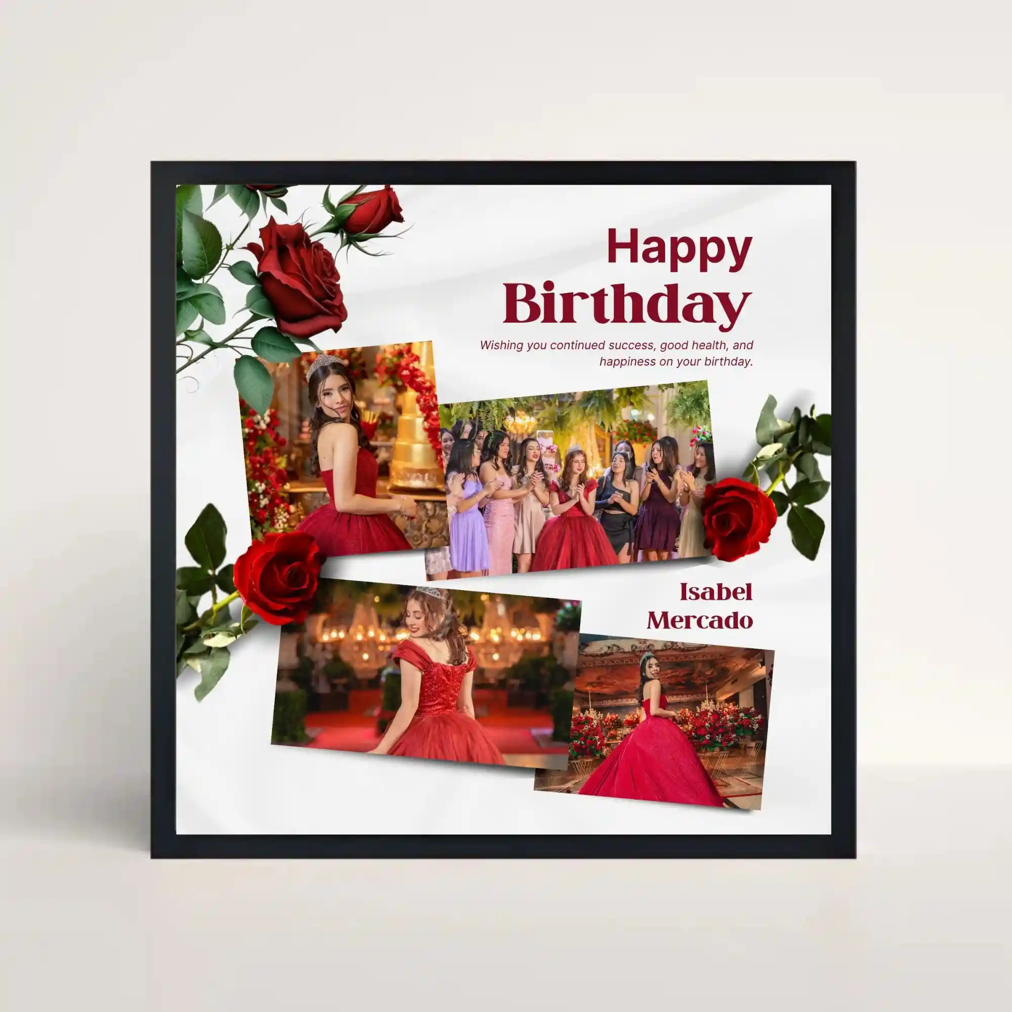 birthday wishes photo frame front view