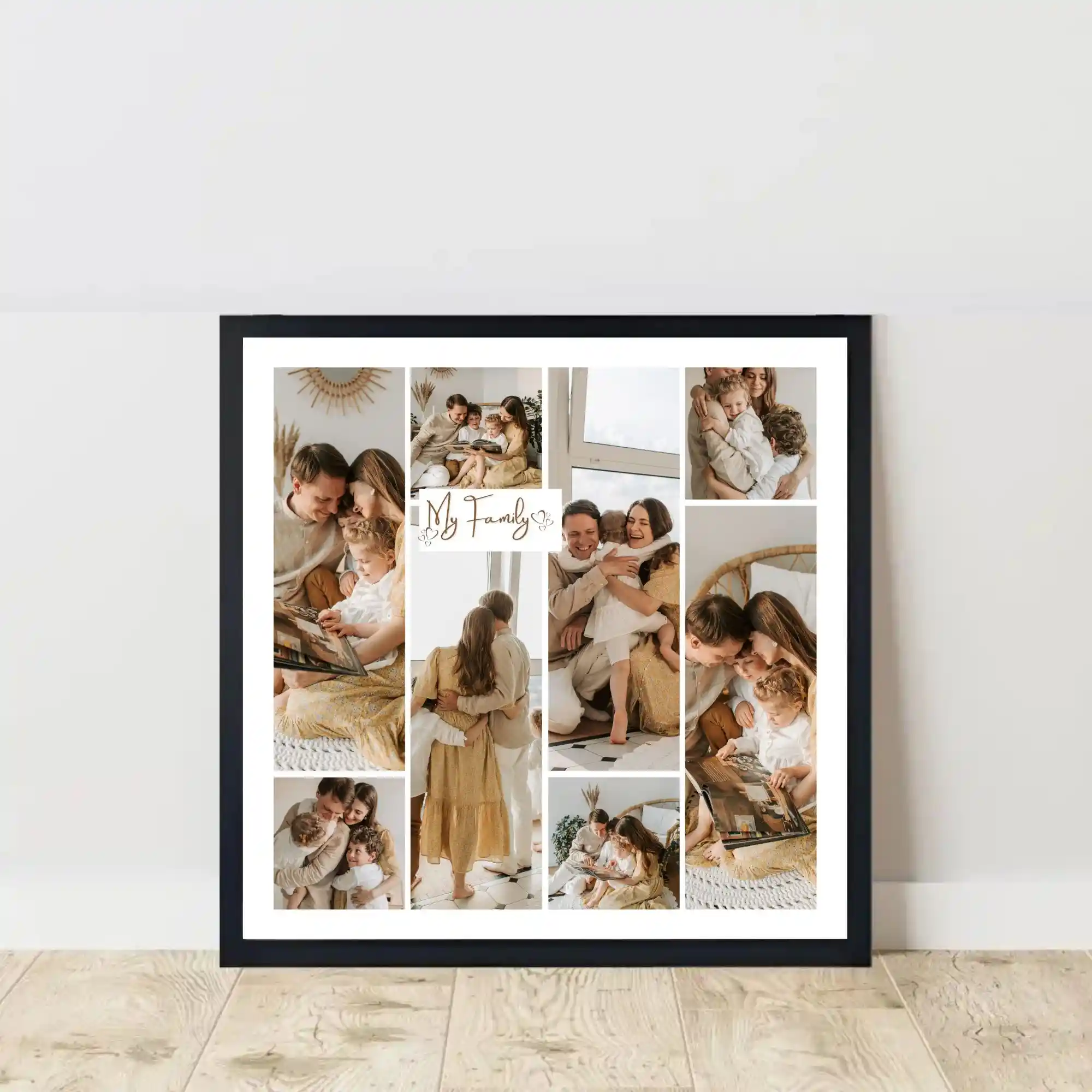 family collage photo frame on floor