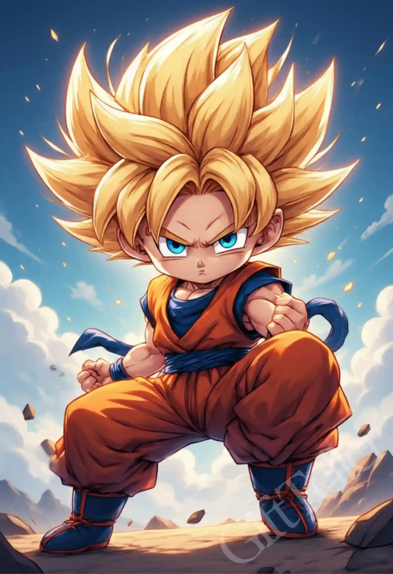 goku chibi metal poster