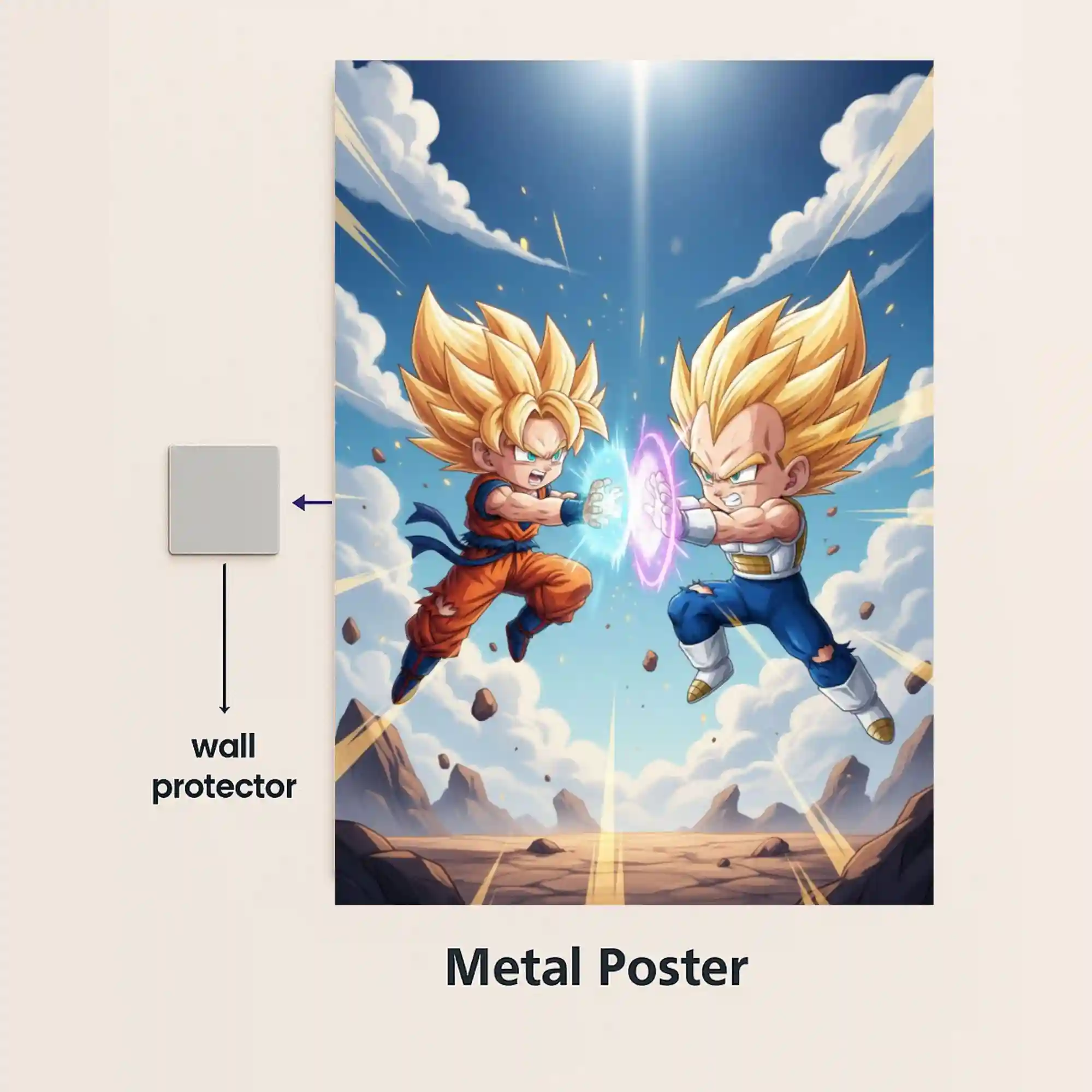 goku x vegeta metal poster with wall protector