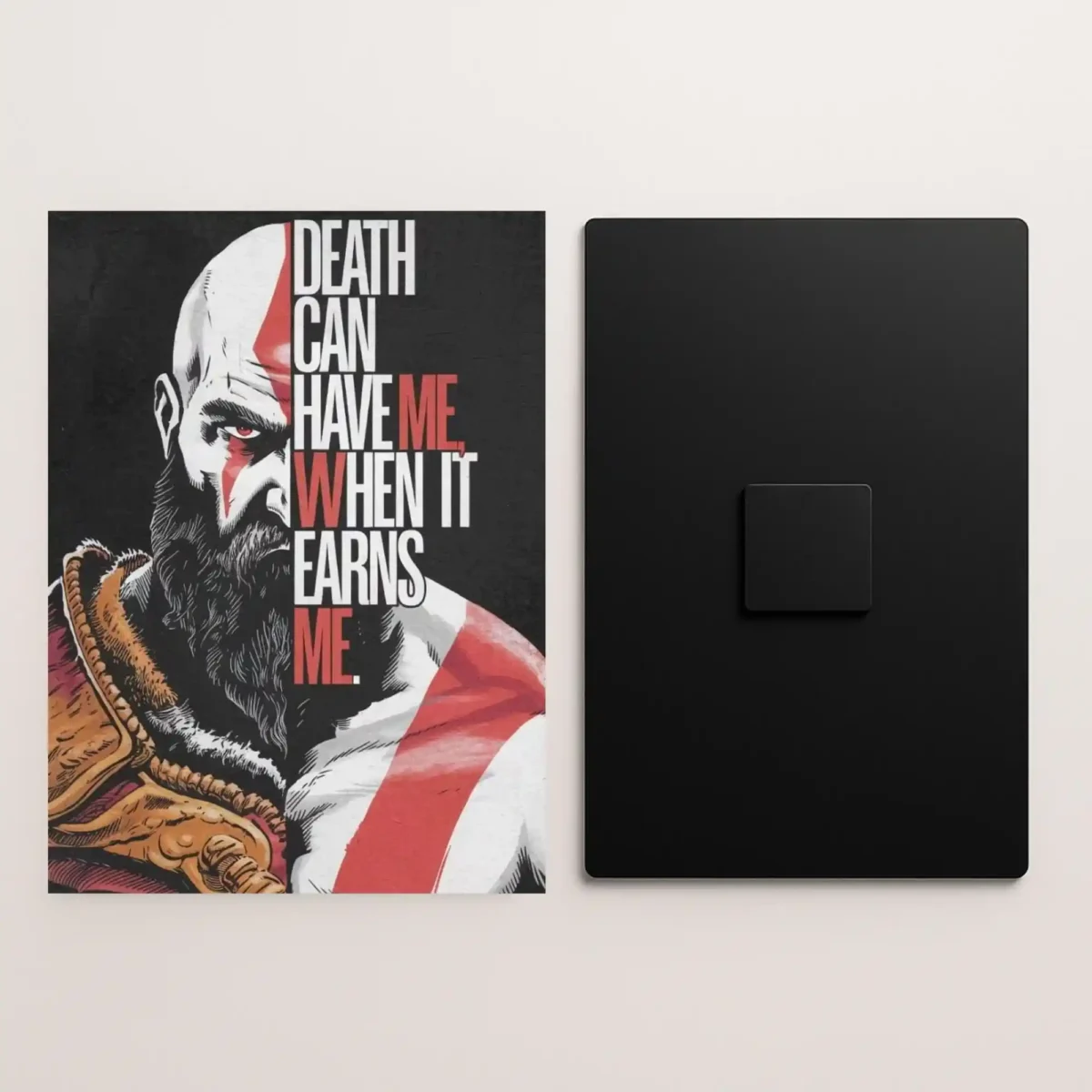 kratos god of war quote metal poster front and back preview