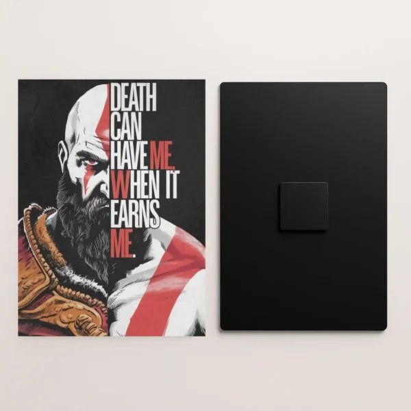 kratos god of war quote metal poster front and back preview