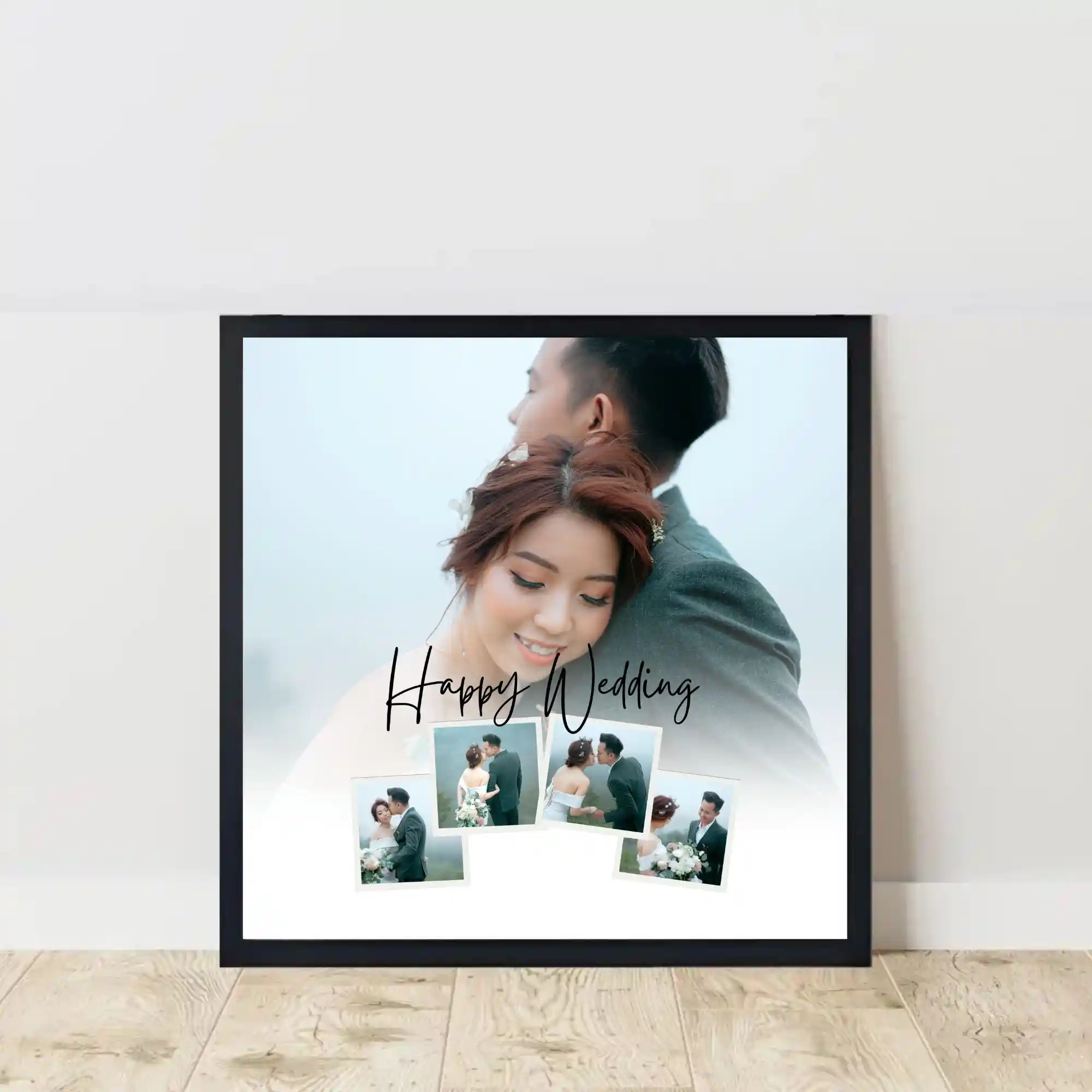 romantic couple photo frame on floor