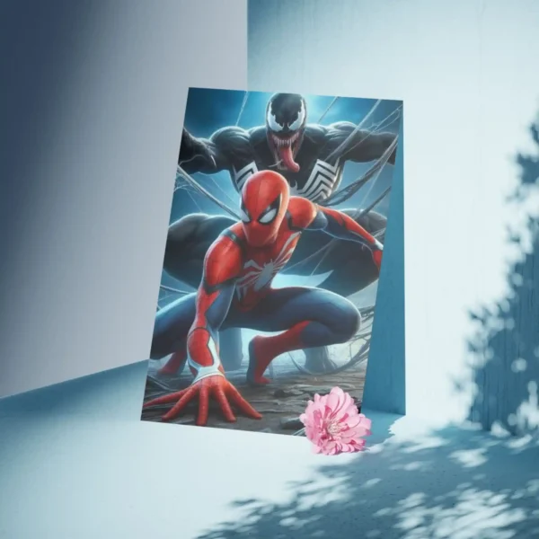 spiderman vs venom poster artistic display