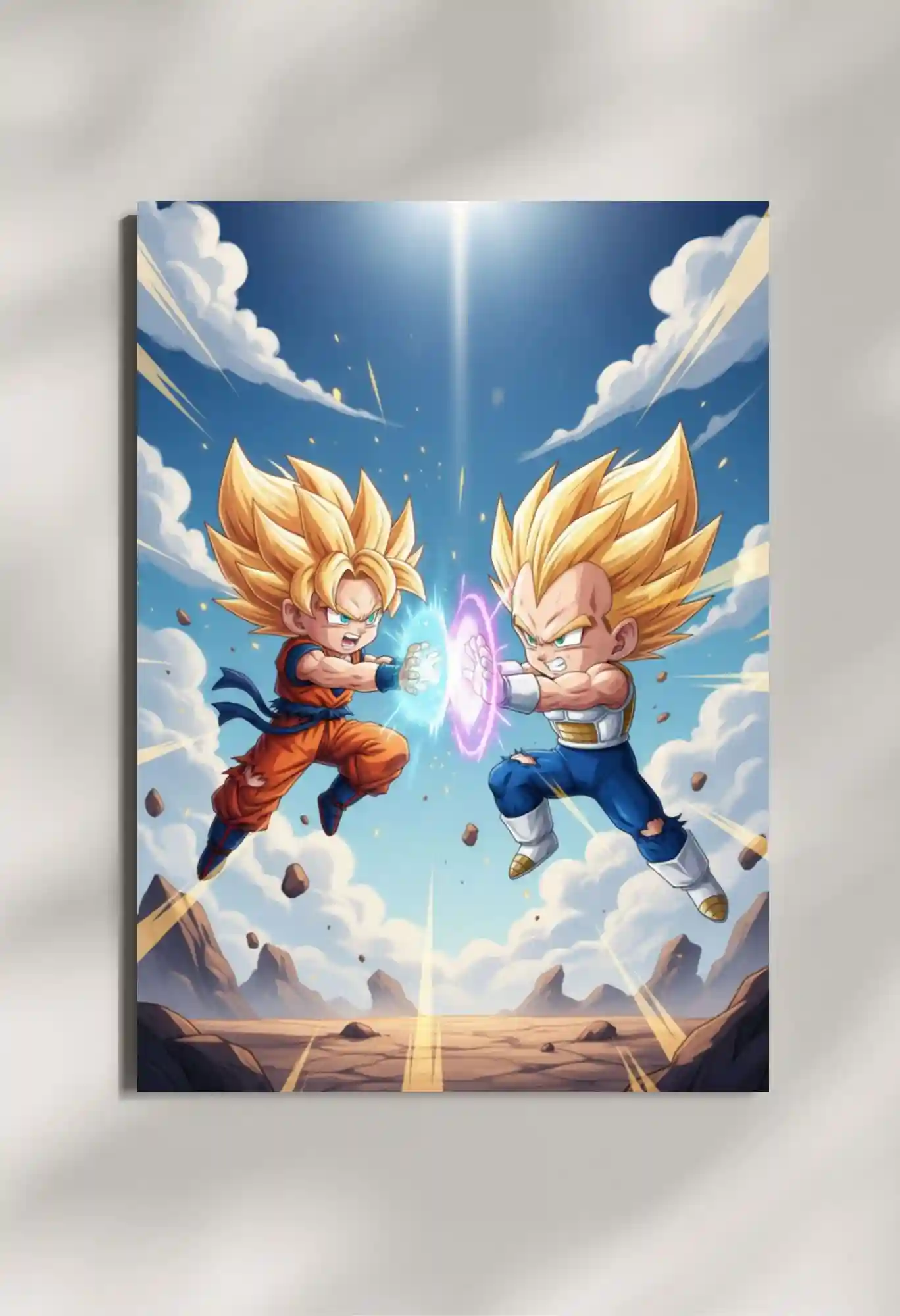 wall mounted goku x vegeta metal poster