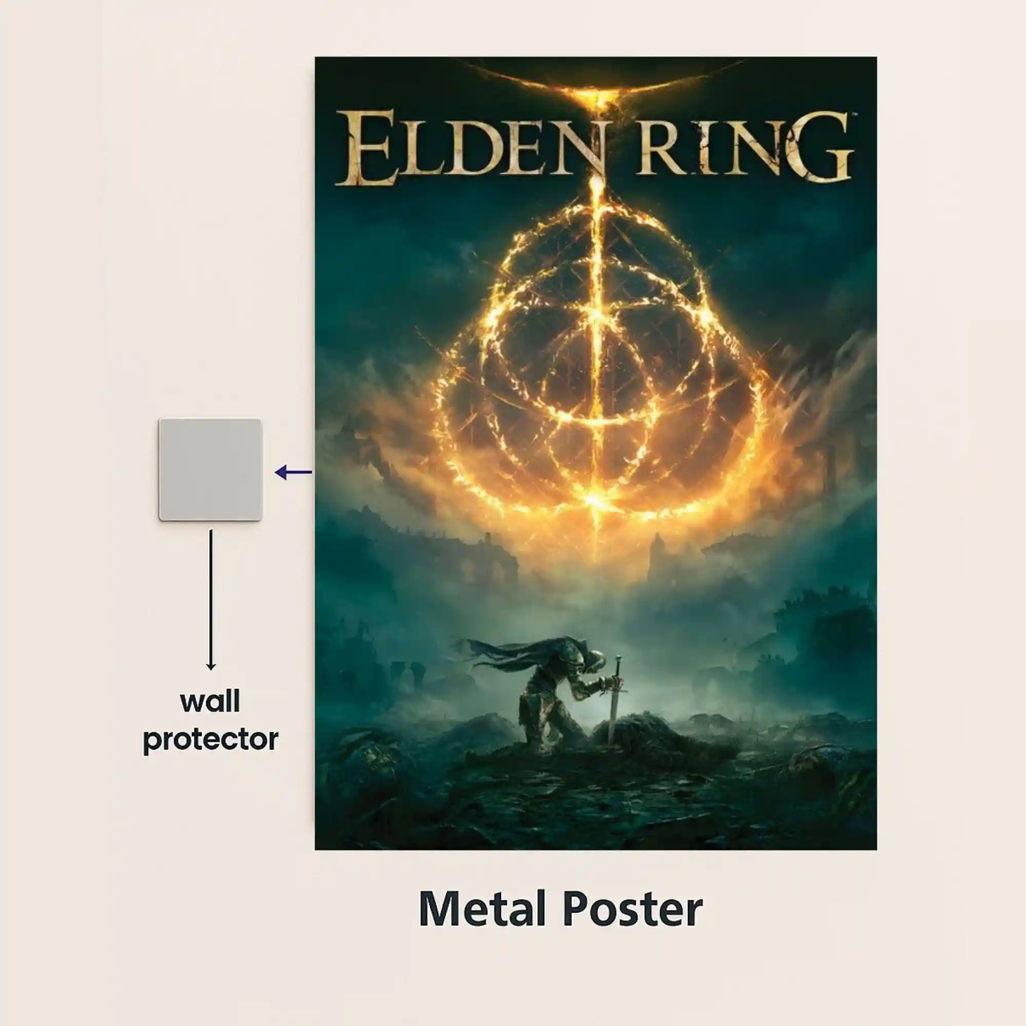elden ring metal poster with wall protector