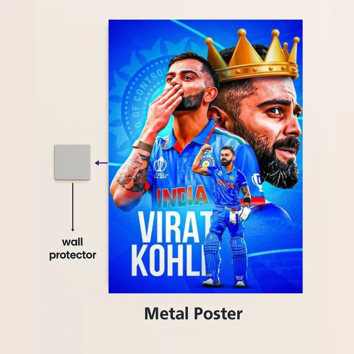 virat kohli happy birthday metal poster with wall protector