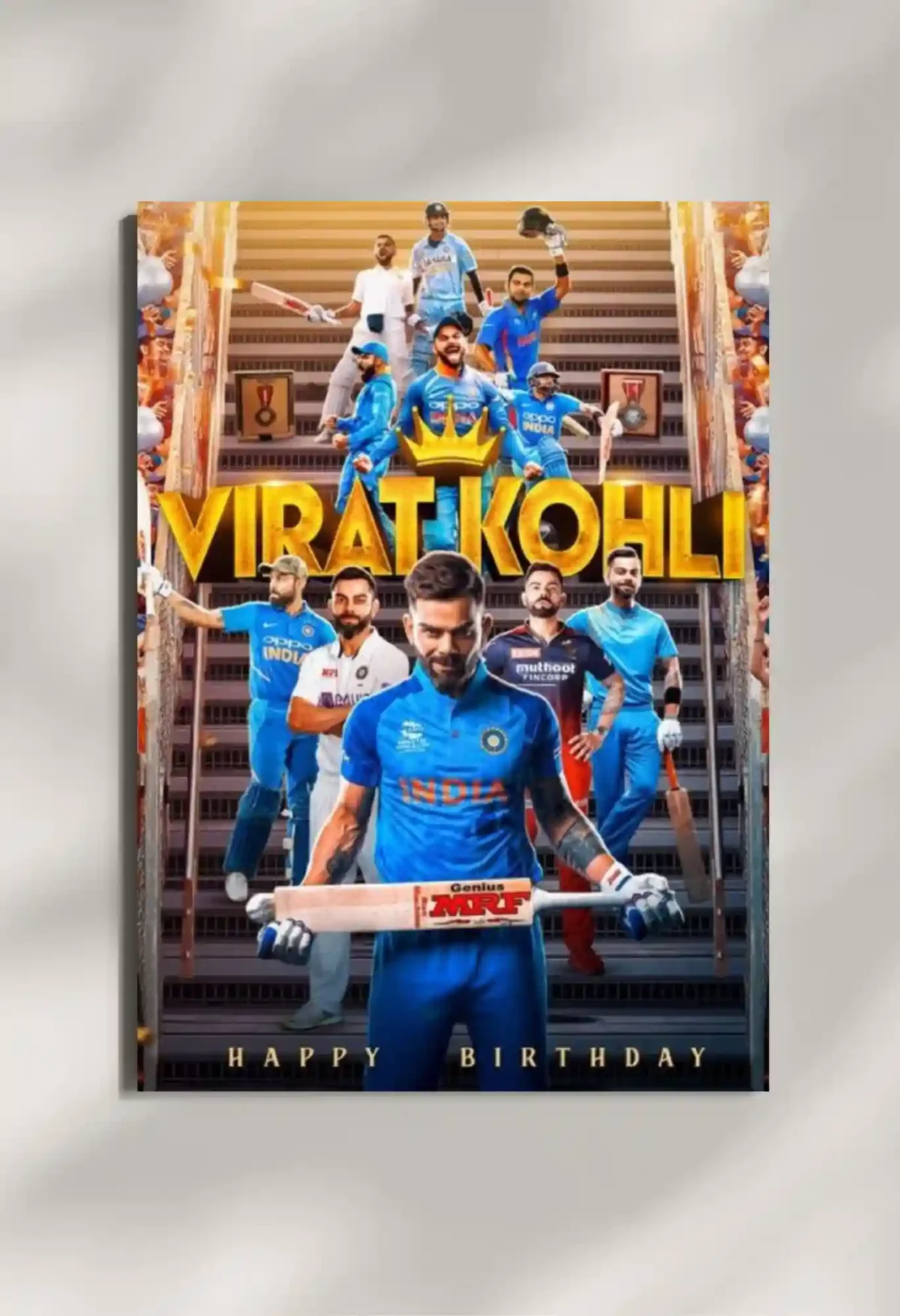 wall mounted virat kohli birthday metal poster