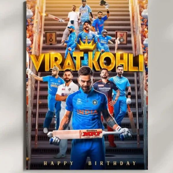 wall mounted virat kohli birthday metal poster