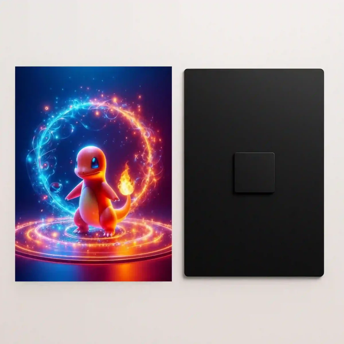 charmander magical vortex metal poster front and back view with premium details