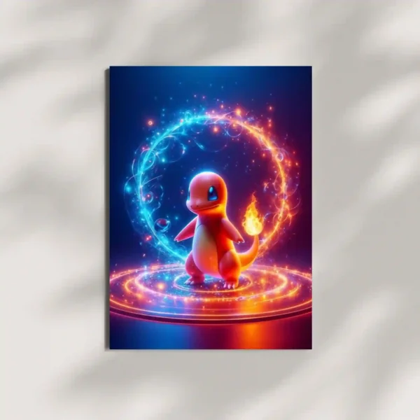 charmander magical vortex metal poster mounted on wall premium fantasy display