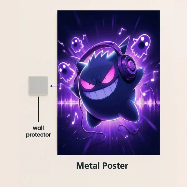 gengar shadow pokemon metal poster with magnetic mounts no drill wall installation