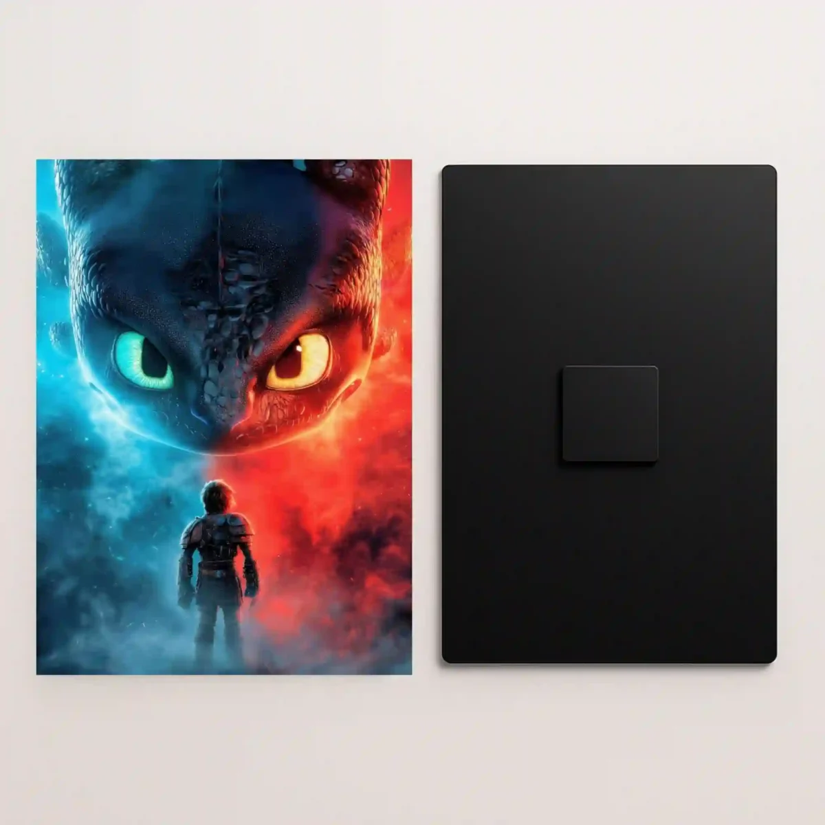 how to train your dragon hiccup toothless metal poster front and back view with premium details